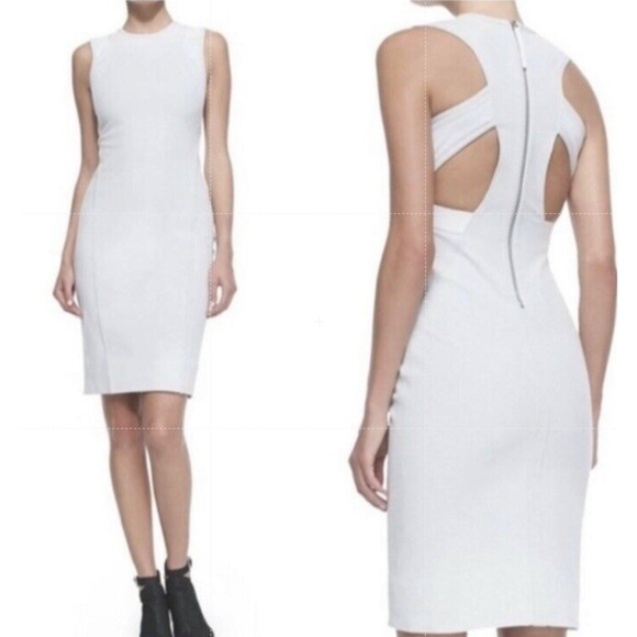NWT Helmut Lang Prism Gray Cutout Back Sheath Dress sz 4 MSRP $425 (B29) - Picture 2 of 11